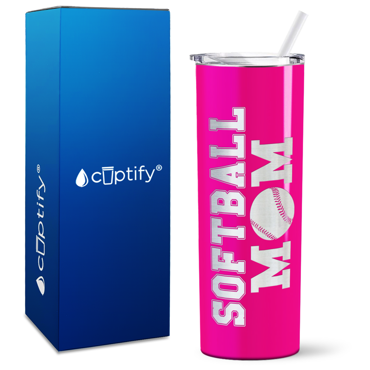 Softball Mom on 20oz Skinny Tumbler