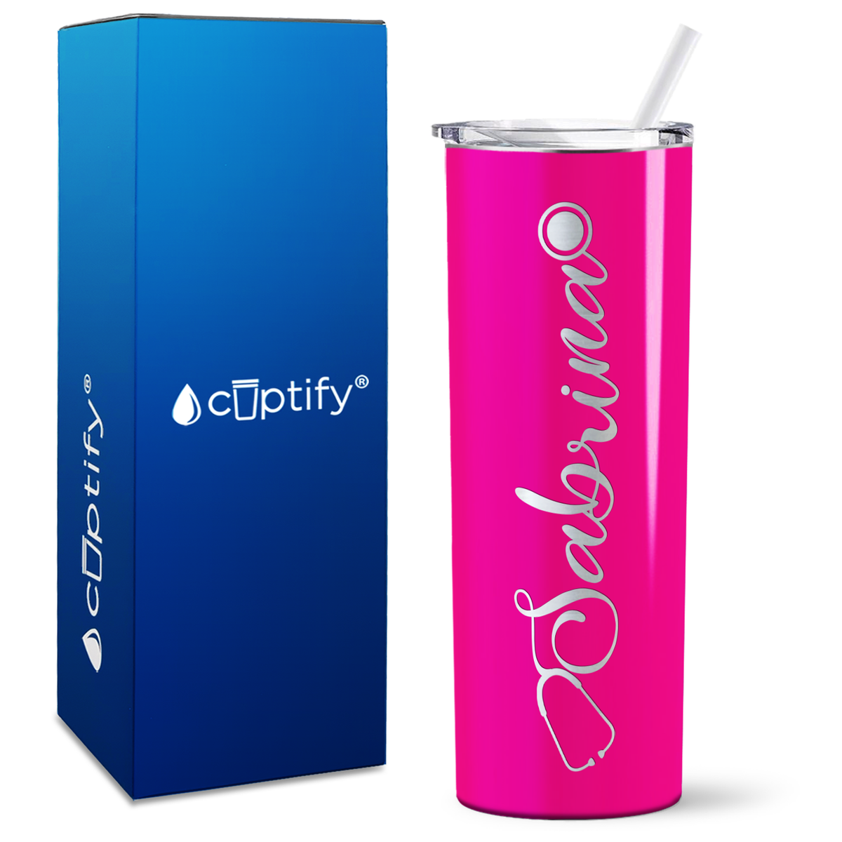 Personalized Curled Nurse Stethoscope on Skinny Tumbler