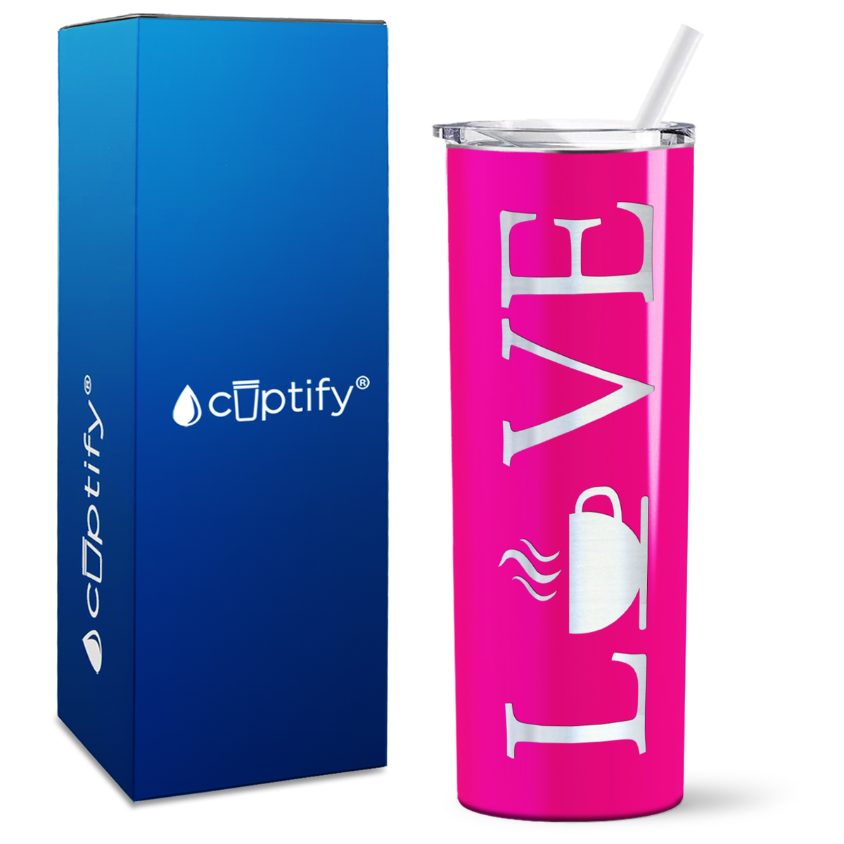 Love with Coffee Design on 20oz Skinny 20oz Tumbler