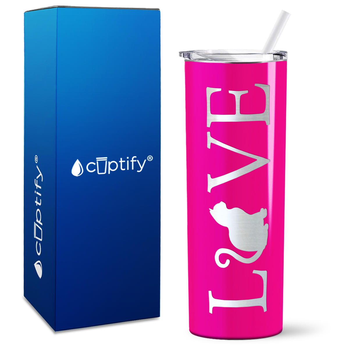 LOVE Cat on 20oz Skinny Tumbler