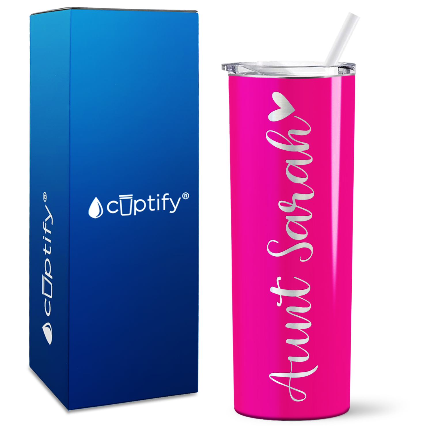 Personalized Aunt with Heart 20oz Skinny Tumbler