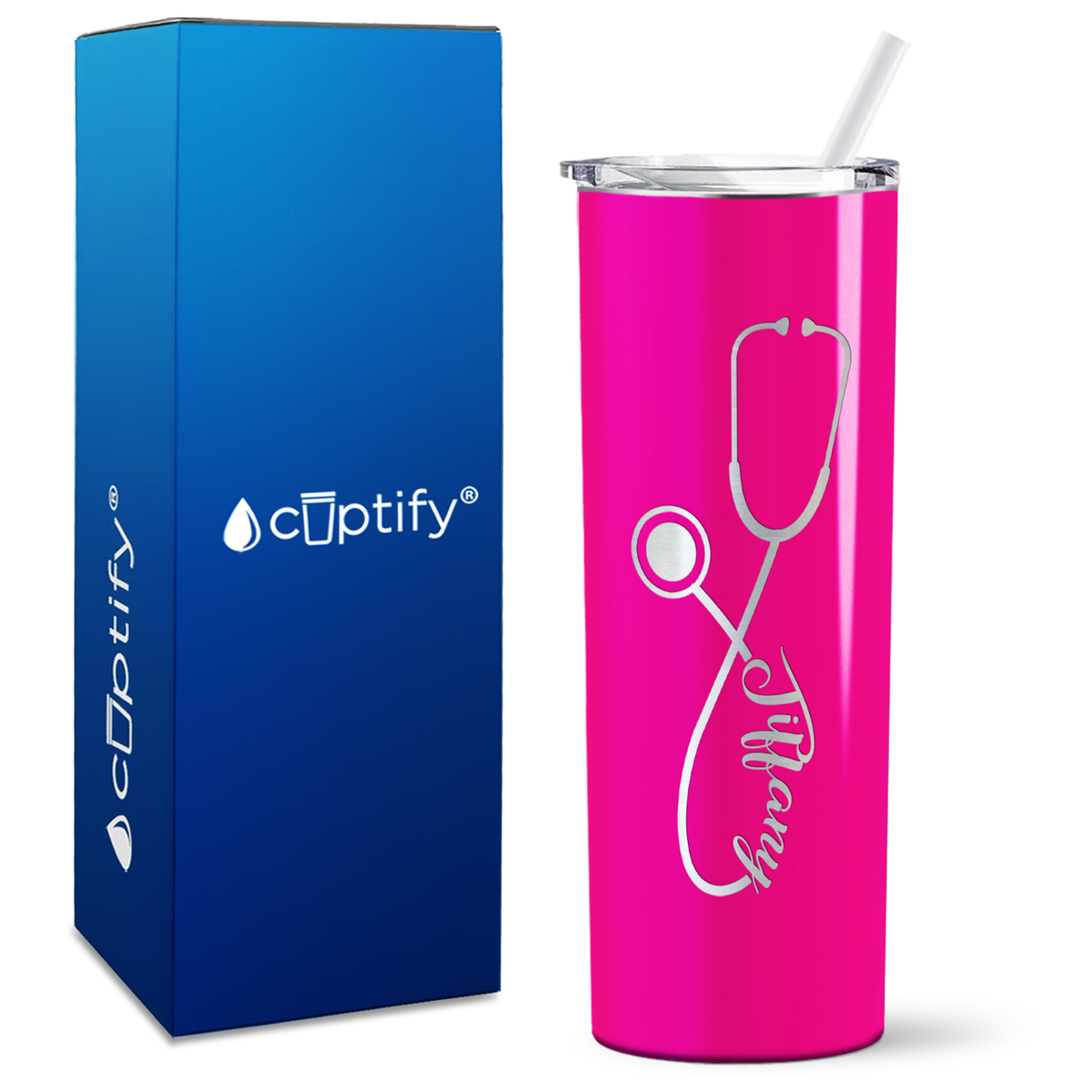 Personalized Stethoscope on 20oz Skinny Tumbler