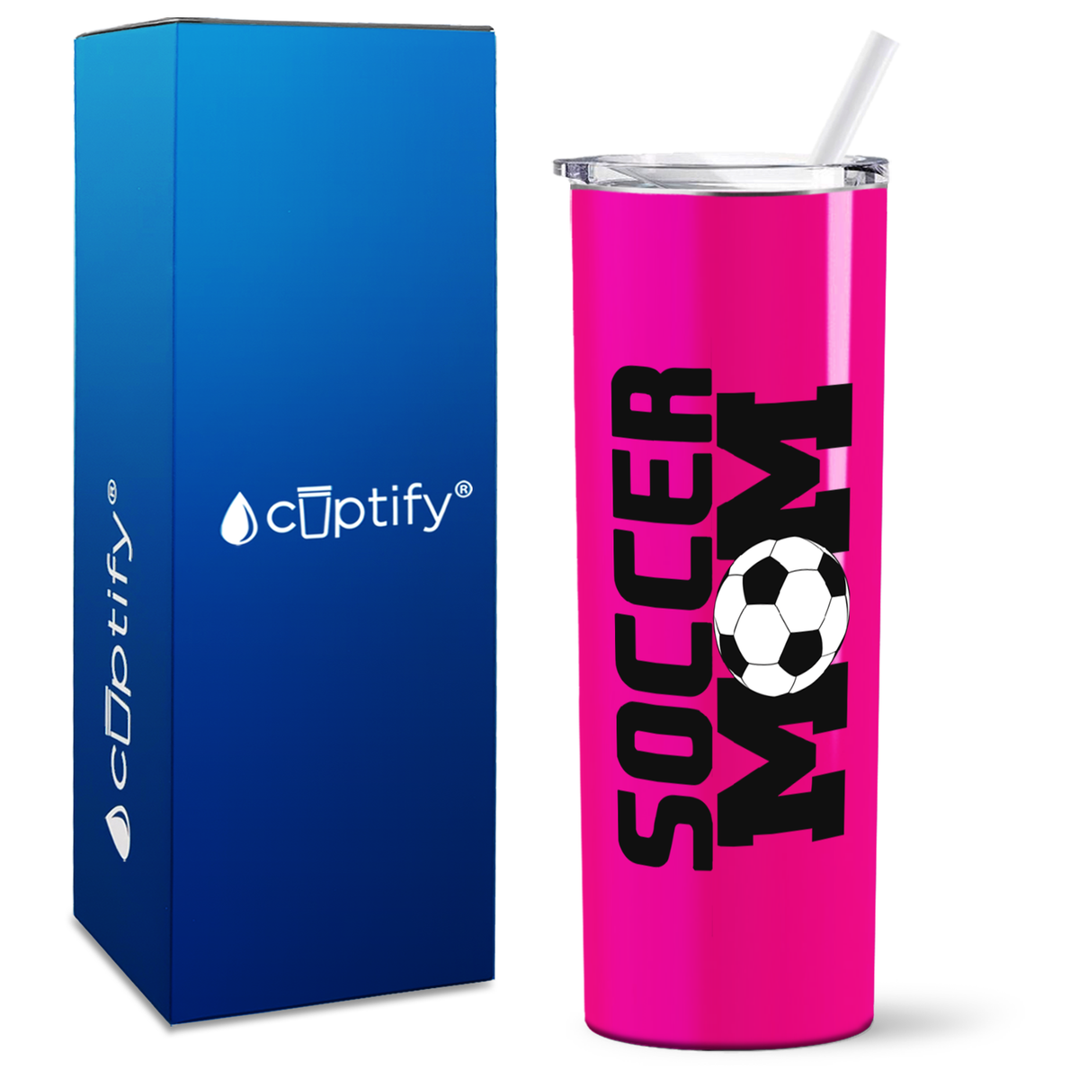 Soccer Ball Mom on 20oz Skinny Tumbler