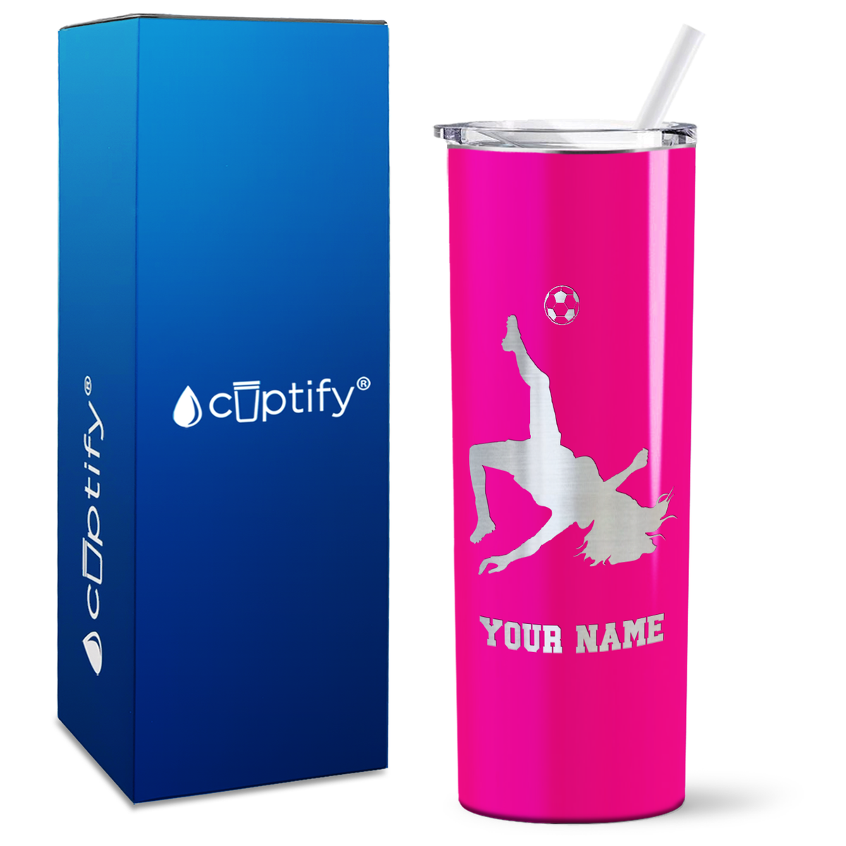 Personalized Soccer Player Female on 20oz Skinny Tumbler