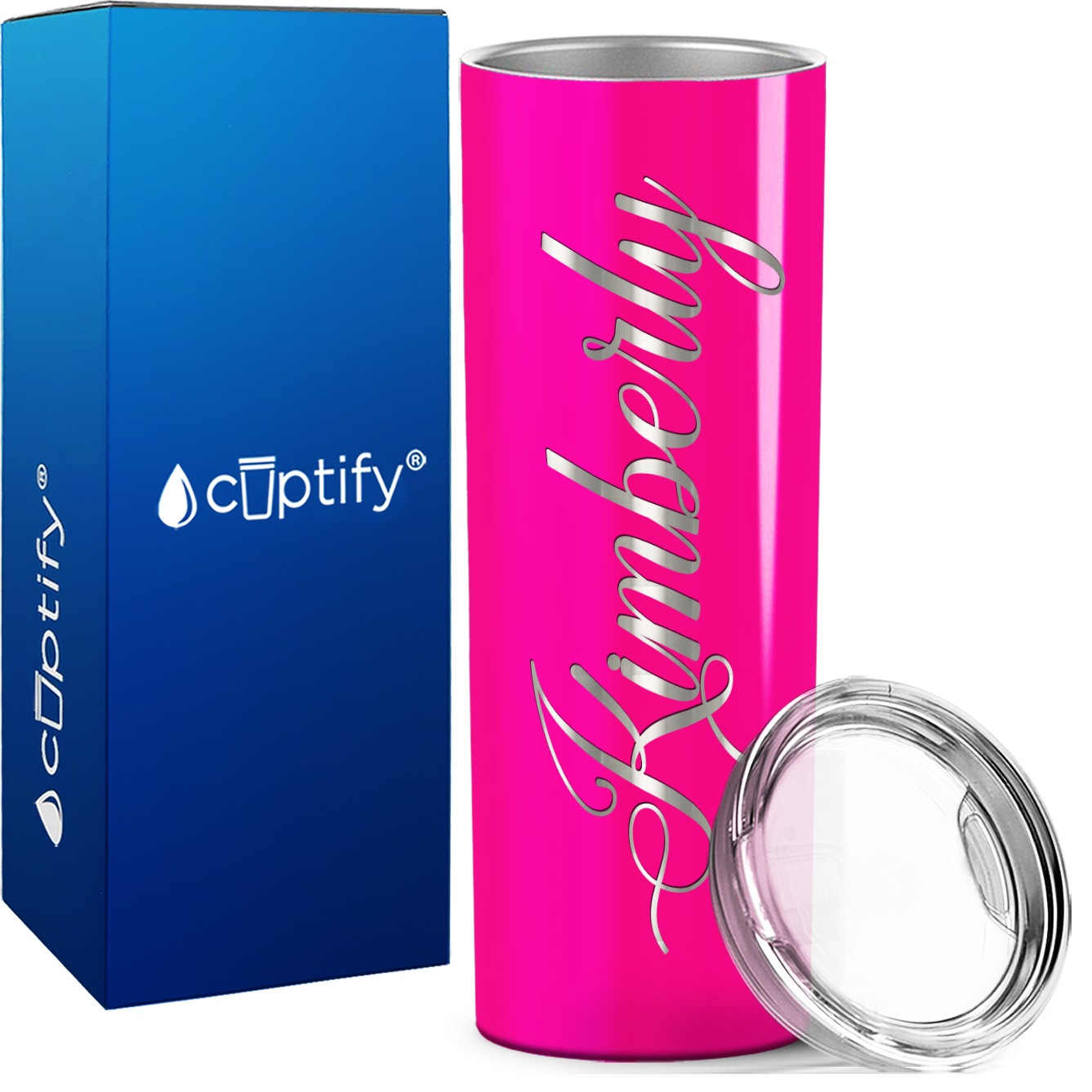 Personalized Hot Pink Gloss Skinny Tumbler