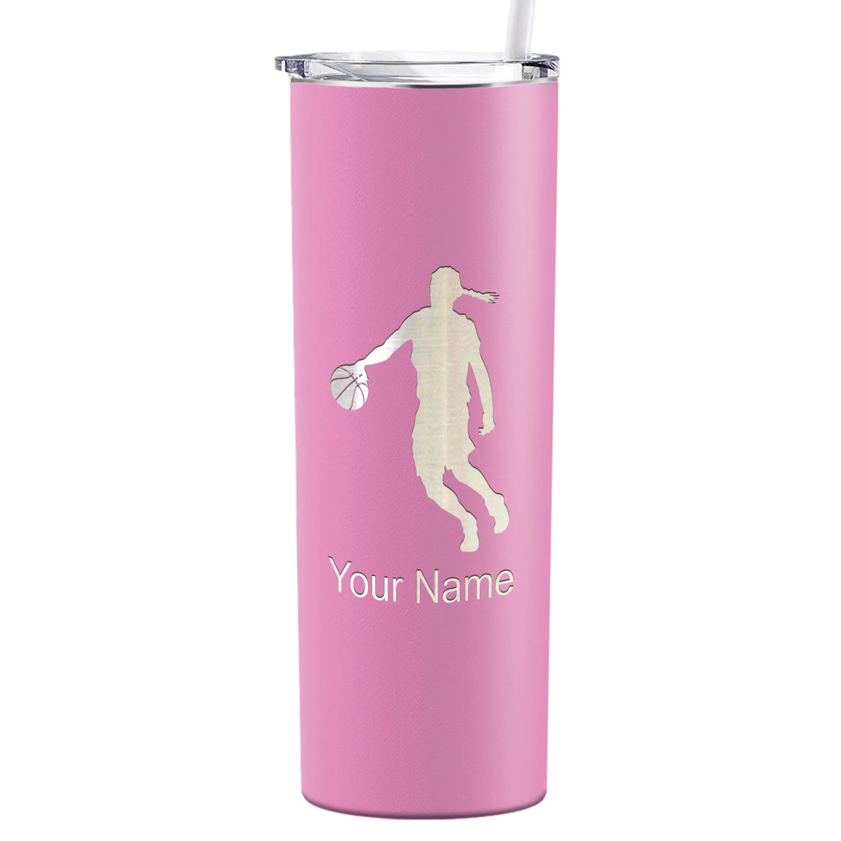 Personalized Basketball Girl Player Silhouette on 20oz Skinny Tumbler