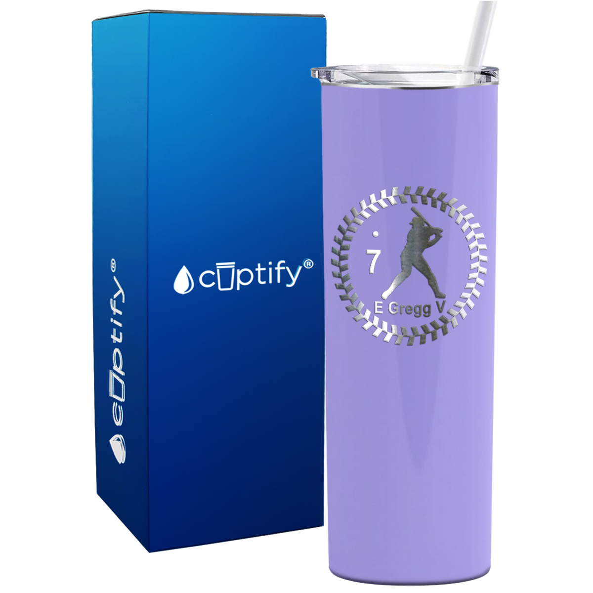 Baseball Player Personalized 20oz Skinny Tumbler