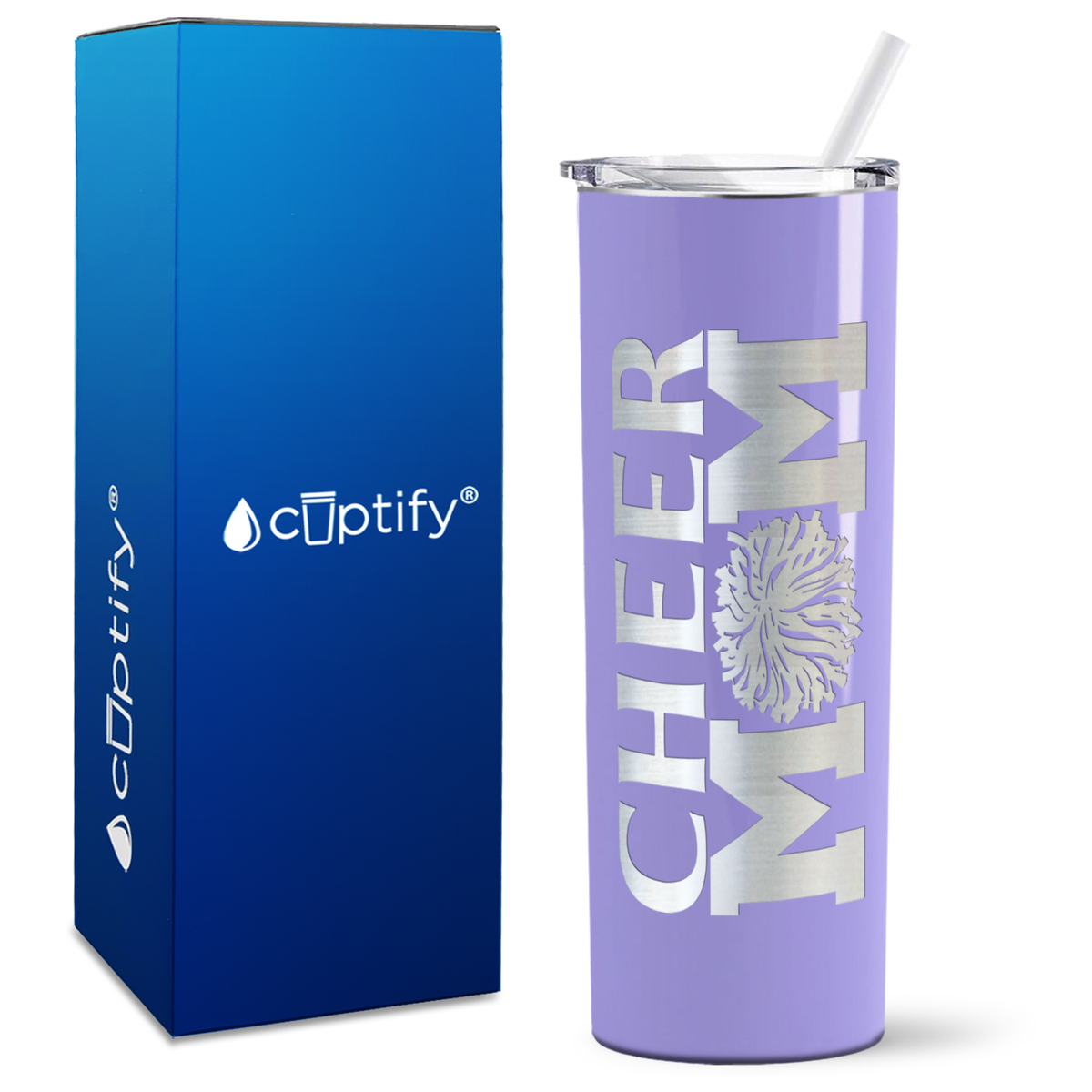 Cheer Mom Pom Pom on 20oz Skinny Tumbler