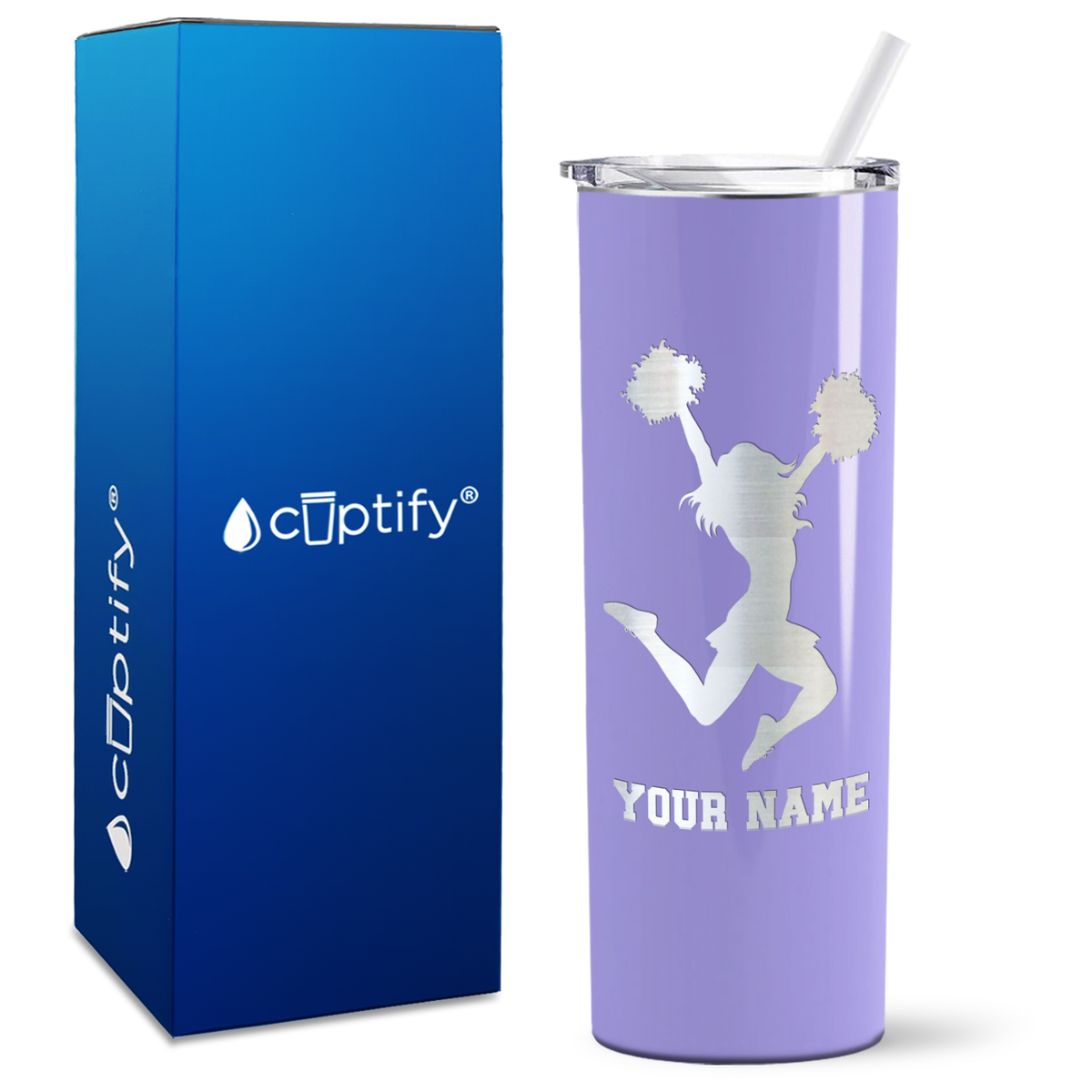 Personalized Cheerleader Silhouette on 20oz Skinny Tumbler