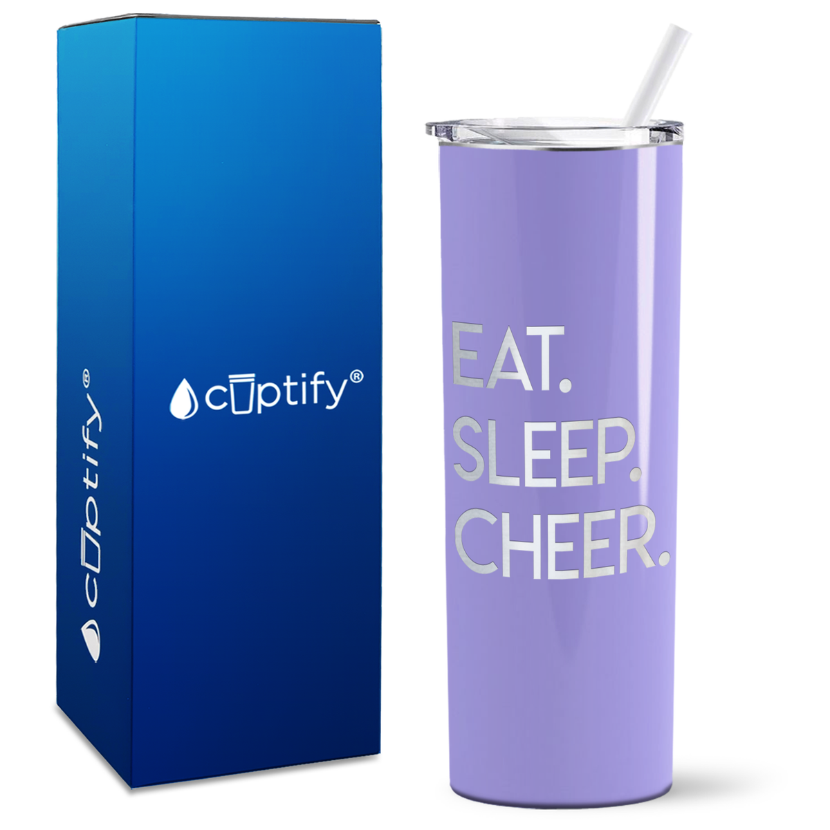 Eat Sleep Cheer on 20oz Skinny Tumbler