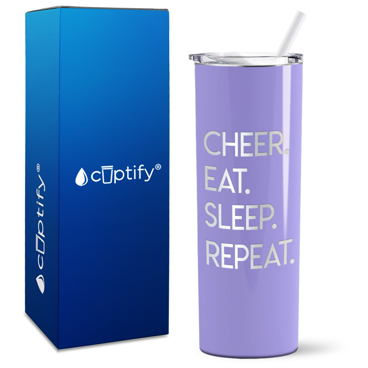 Cheer Eat Sleep Repeat on 20oz Skinny Tumbler