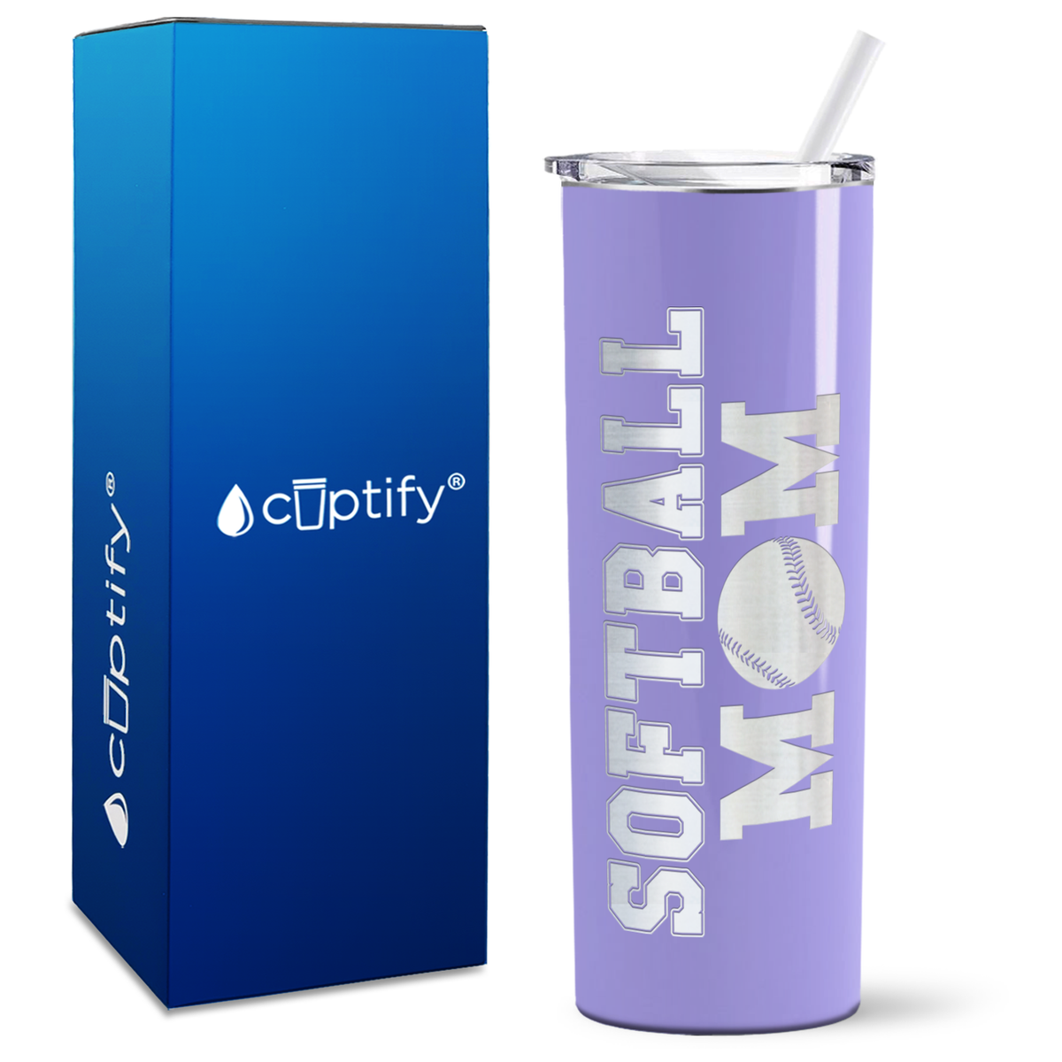 Softball Mom on 20oz Skinny Tumbler