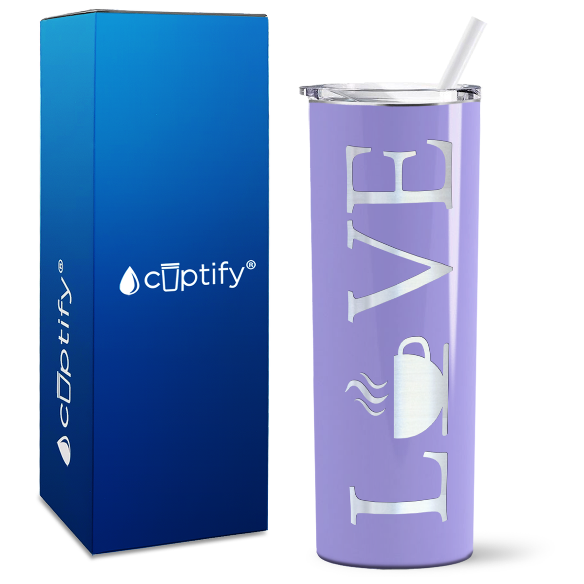 Love with Coffee Design on 20oz Skinny 20oz Tumbler