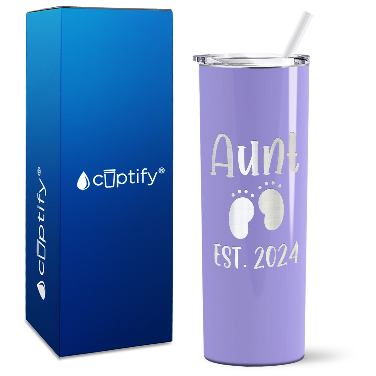 Aunt Established with Baby Feet 20oz Skinny Tumbler