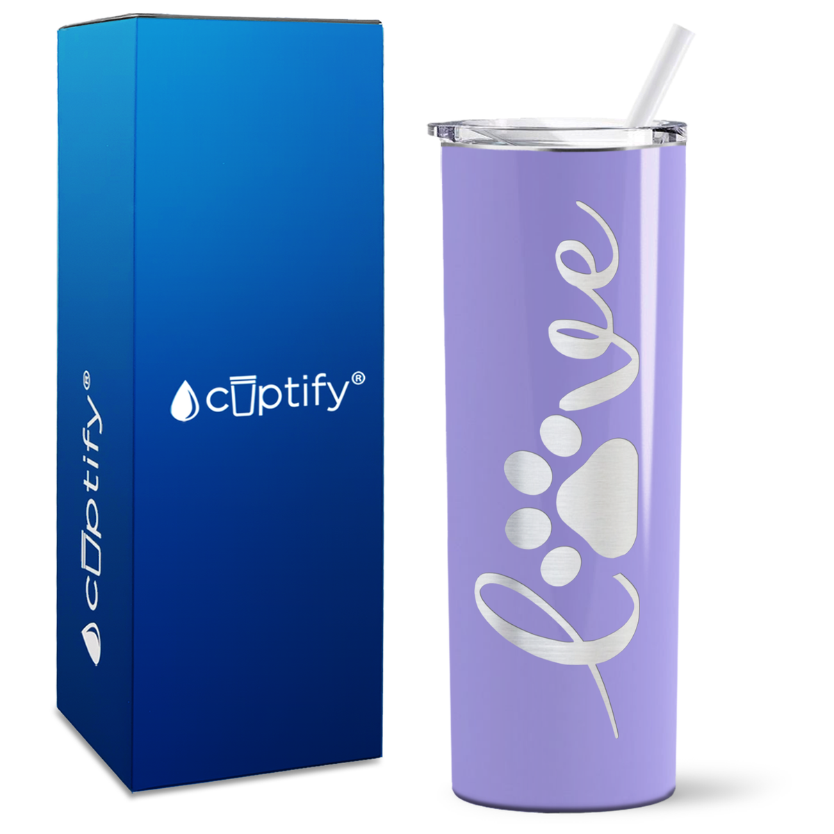 Curly Love Dog Paw on 20oz Skinny Tumbler