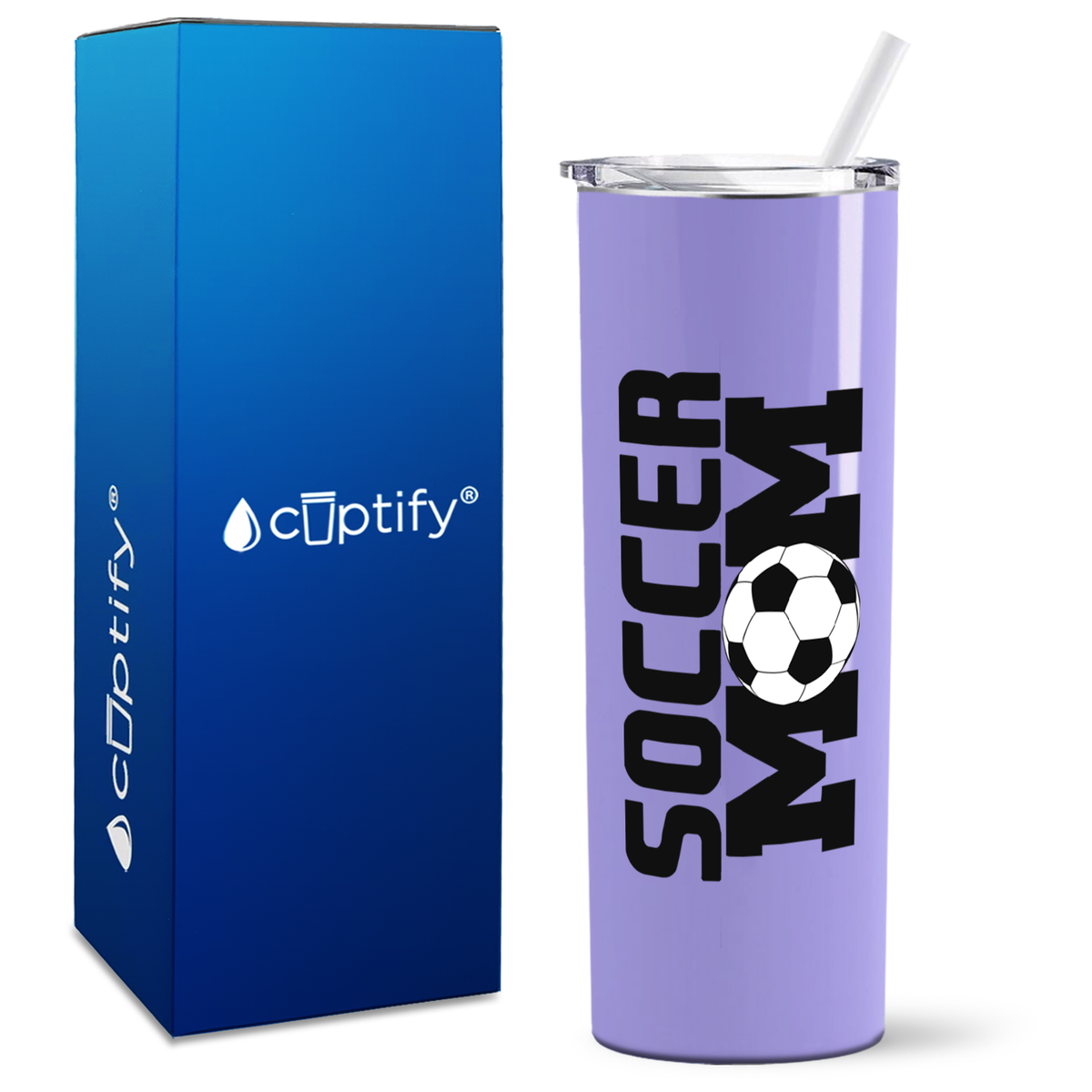 Soccer Ball Mom on 20oz Skinny Tumbler