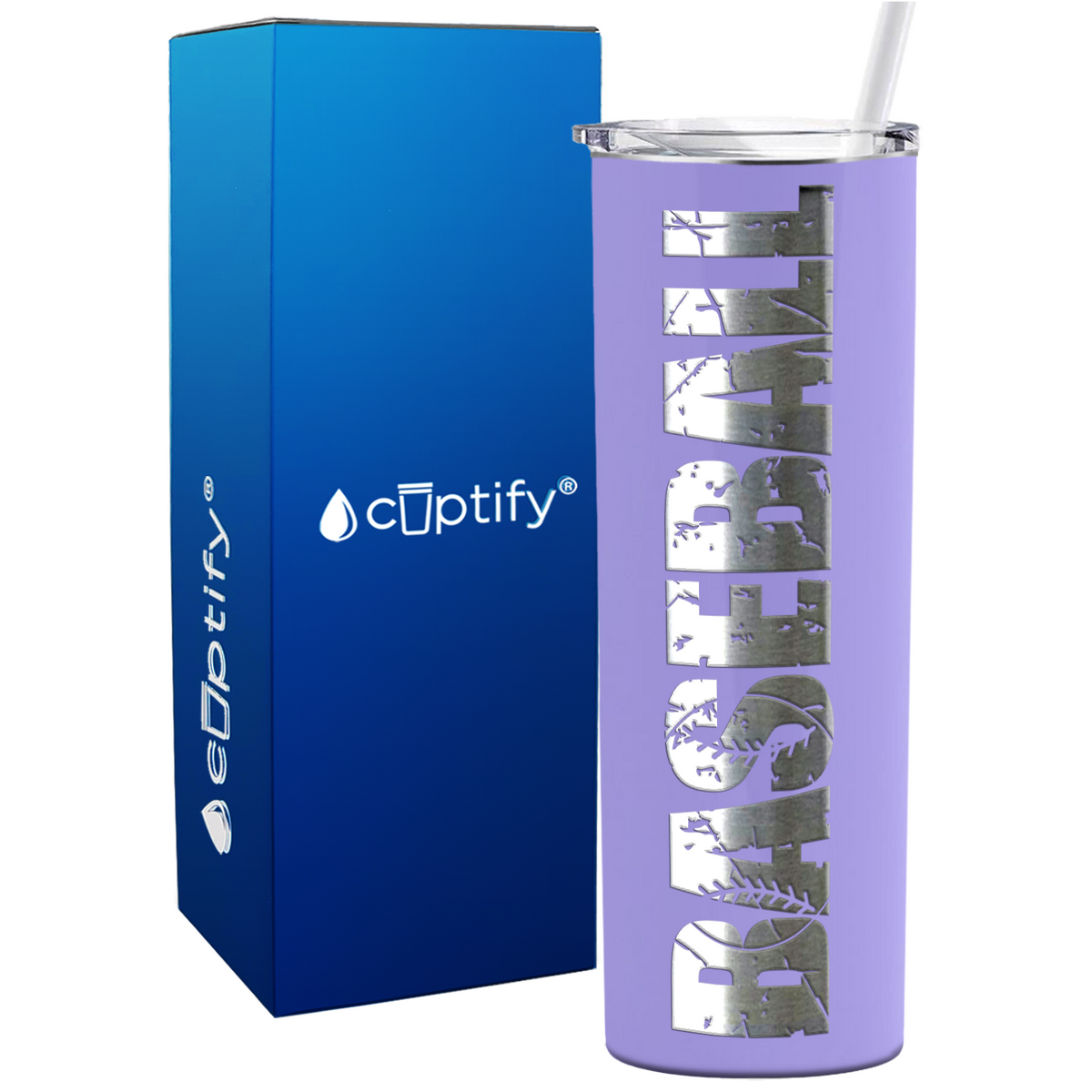 Baseball on 20oz Skinny Stainless Steel Tumbler