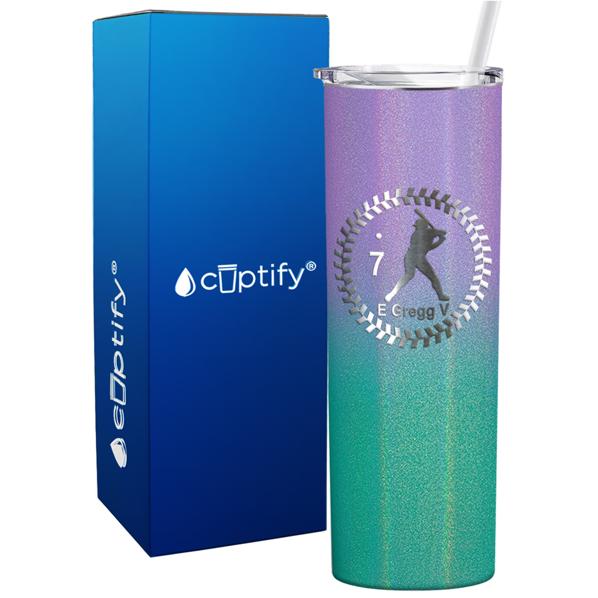 Baseball Player Personalized 20oz Skinny Tumbler