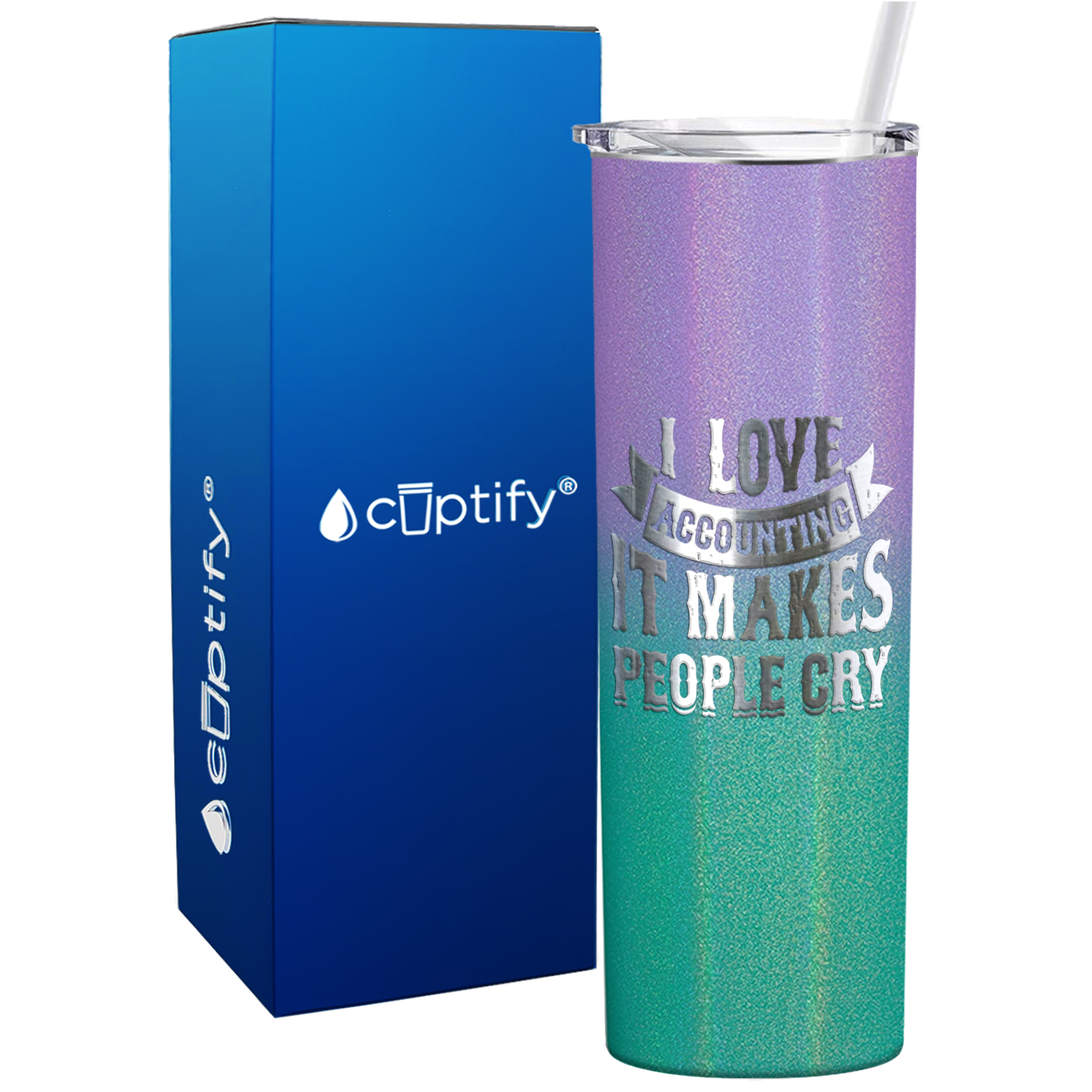 I Love Accounting it makes People Cry on 20oz Skinny Stainless Steel Tumbler