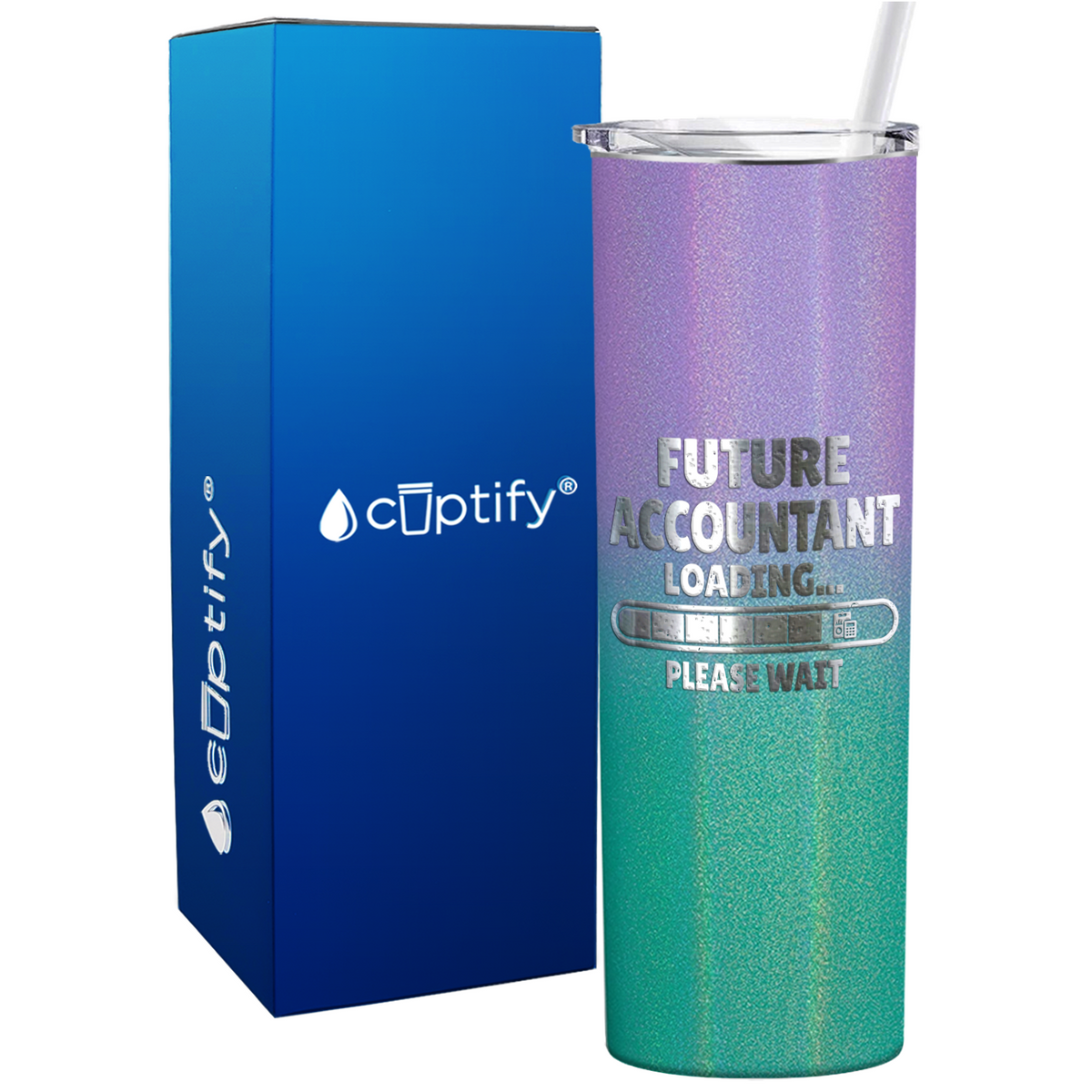 Future Accountant Loading on 20oz Skinny Stainless Steel Tumbler