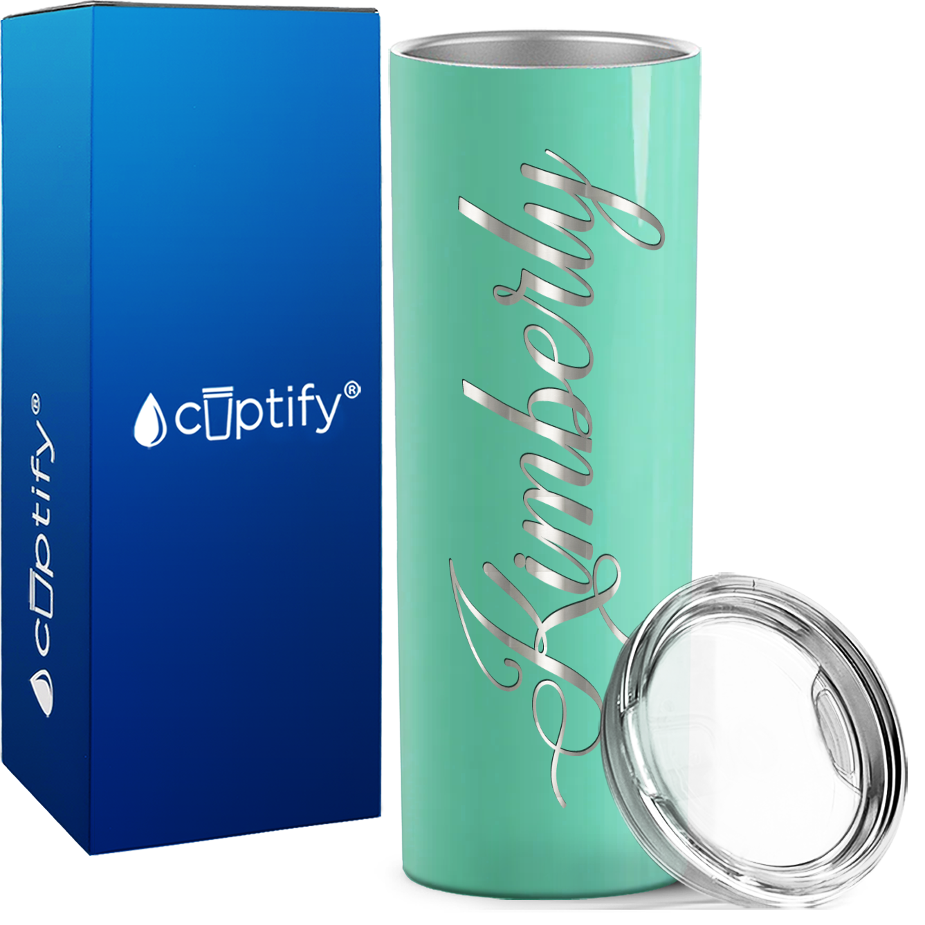 Personalized Mint Gloss Skinny Engraved Tumbler