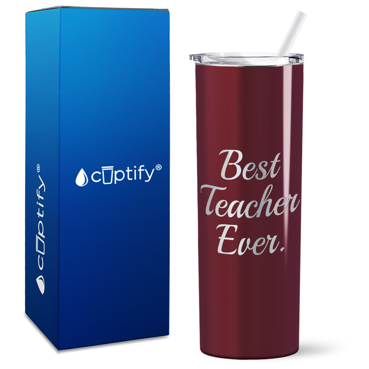 Best Teacher Ever on 20oz Skinny Tumbler