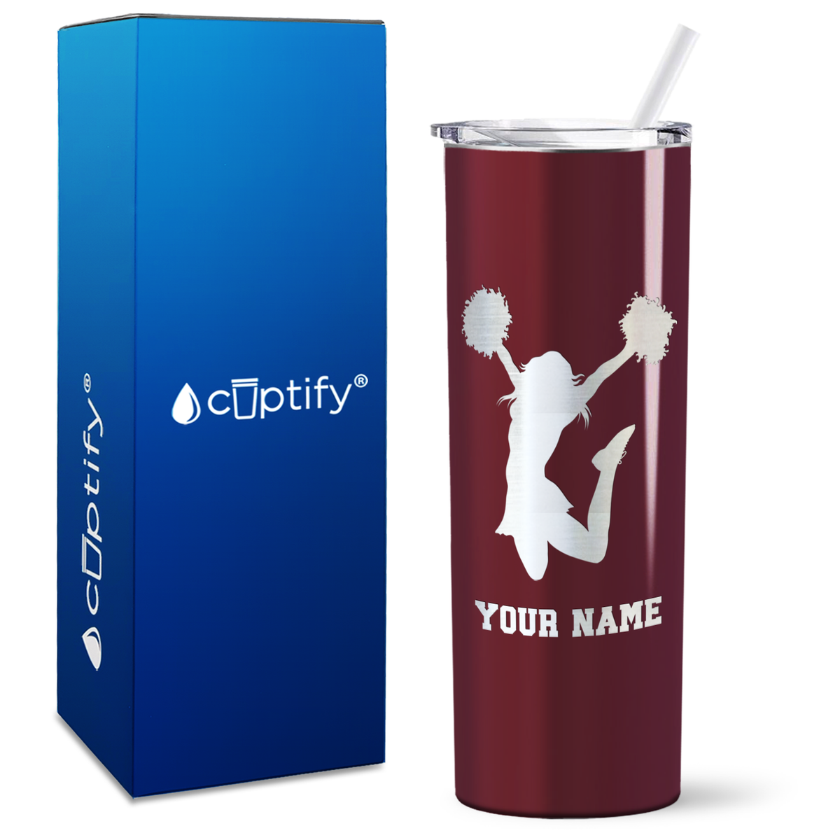 Personalized Cheerleader on 20oz Skinny Tumbler