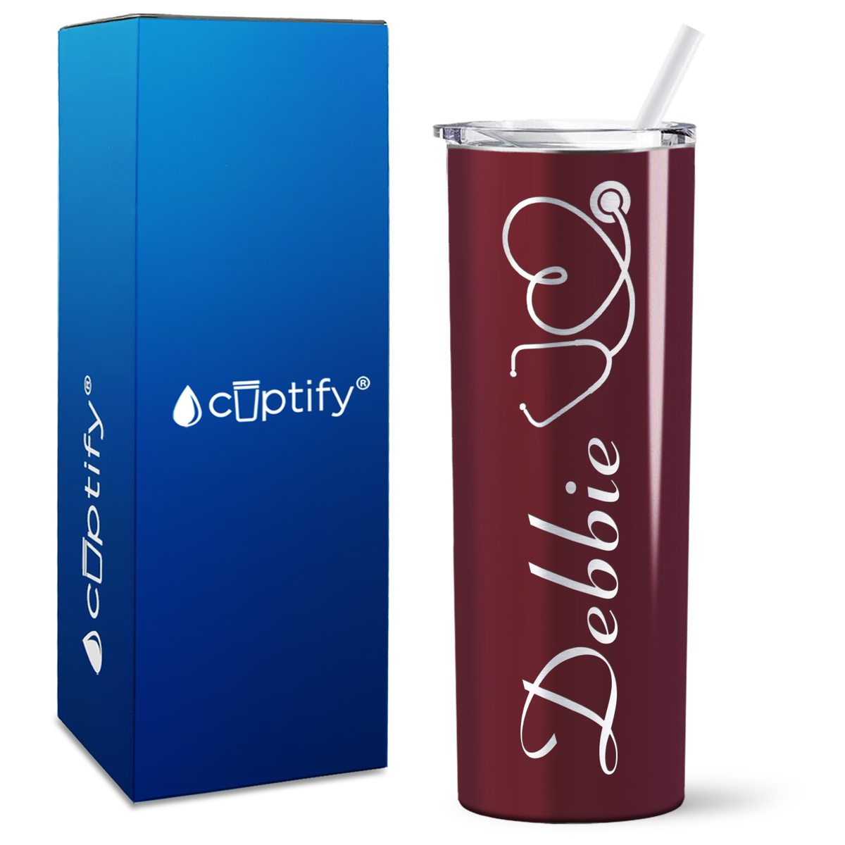 Personalized Nurse Stethoscope on Skinny Tumbler