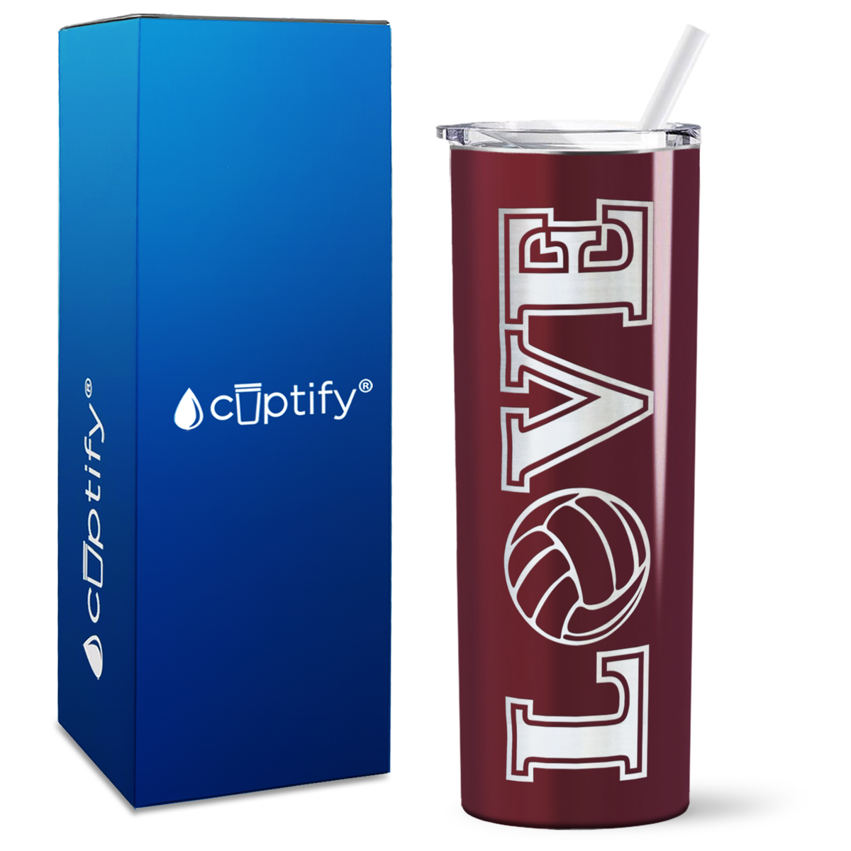 LOVE Volleyball on 20oz Skinny Tumbler