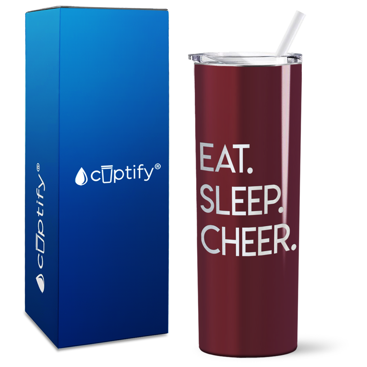 Eat Sleep Cheer on 20oz Skinny Tumbler
