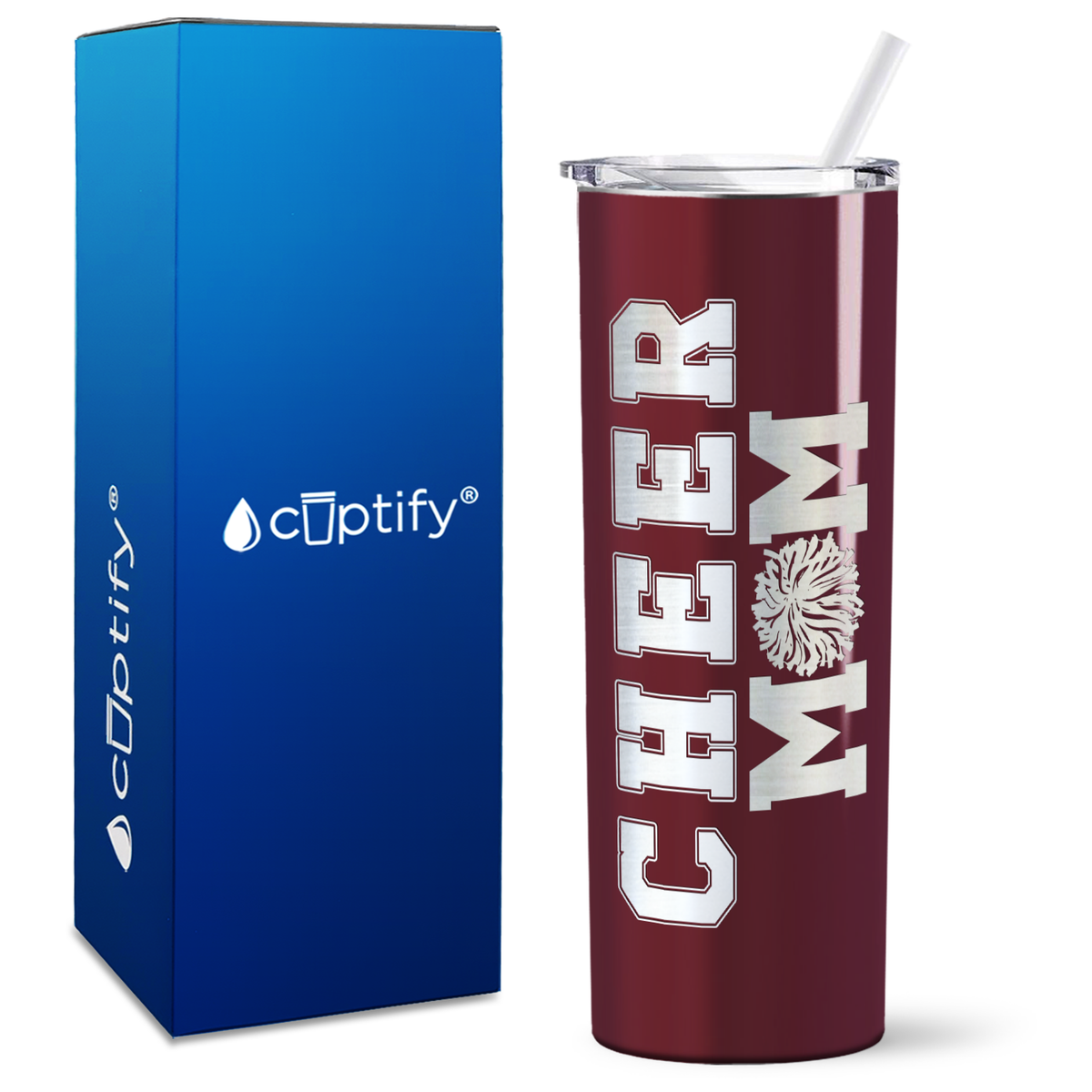 Cheer Mom on 20oz Skinny Tumbler