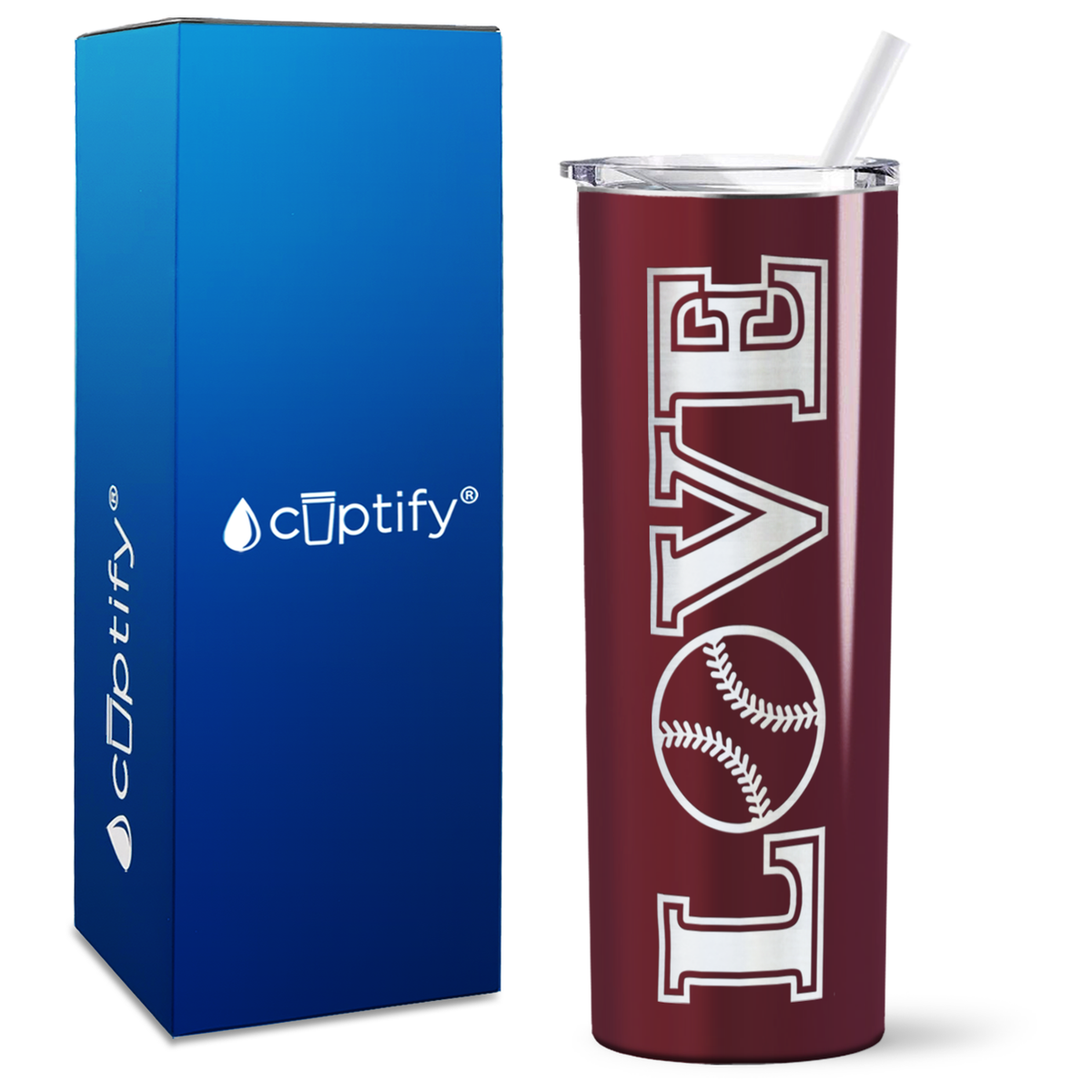 LOVE Softball on 20oz Skinny Tumbler