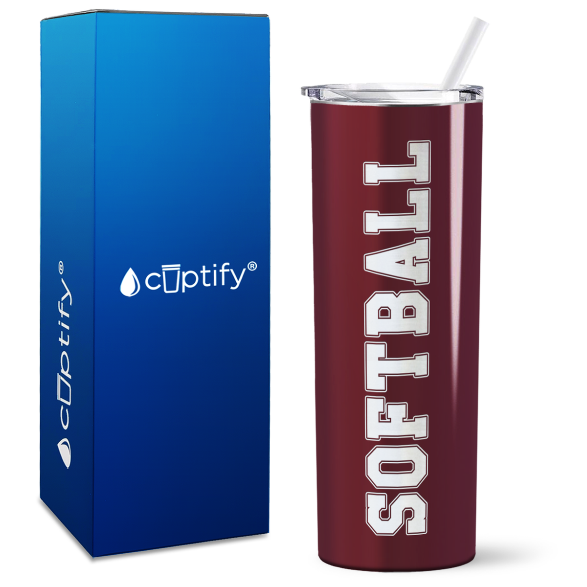 Softball on 20oz Skinny Tumbler