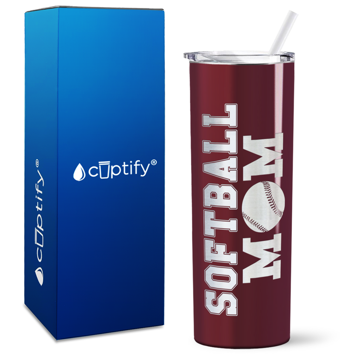 Softball Mom on 20oz Skinny Tumbler