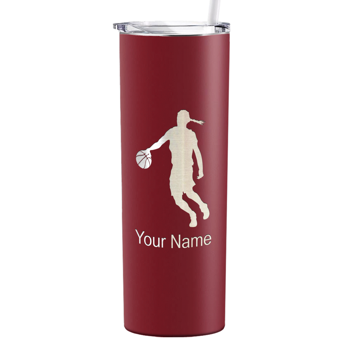 Personalized Basketball Girl Player Silhouette on 20oz Skinny Tumbler