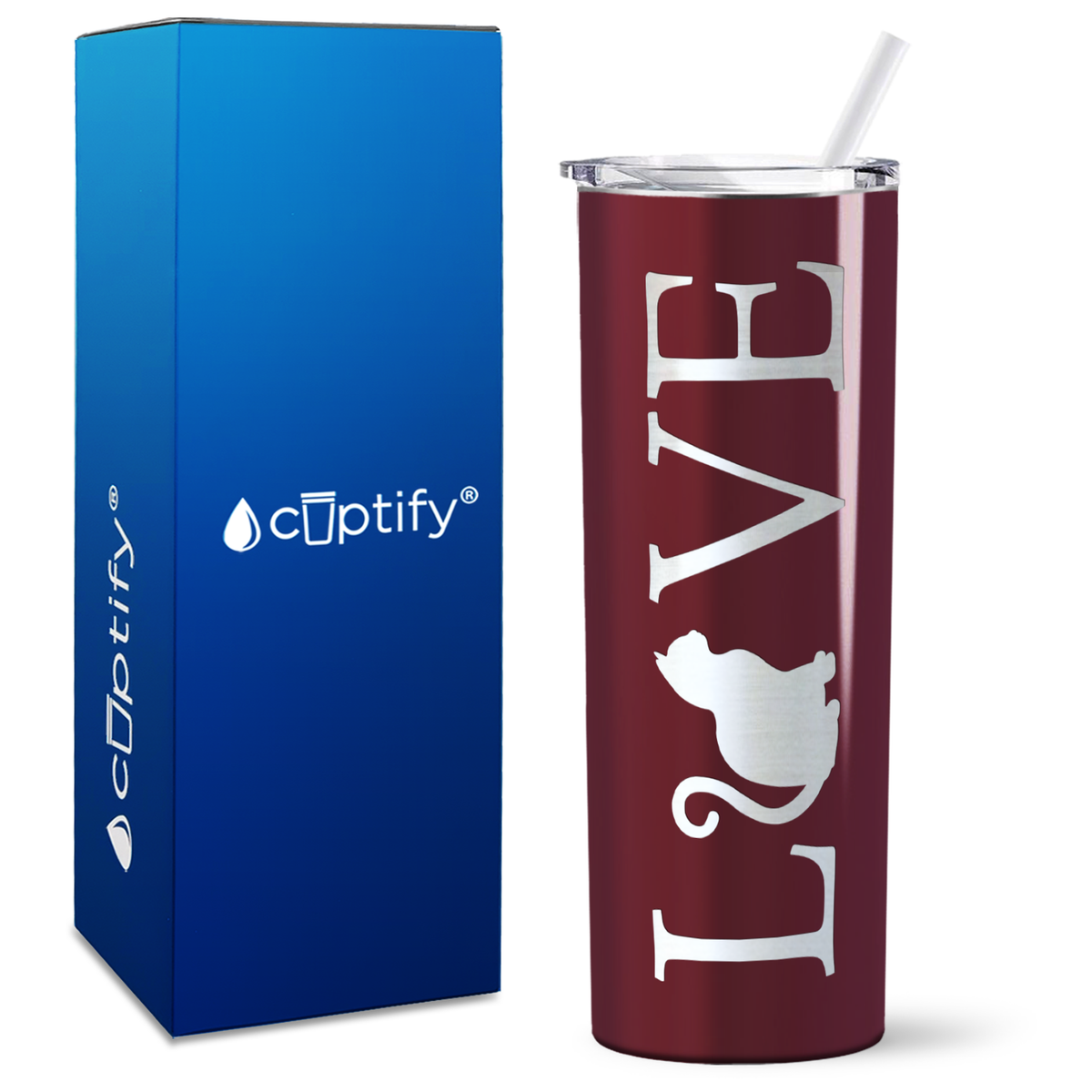 LOVE Cat on 20oz Skinny Tumbler