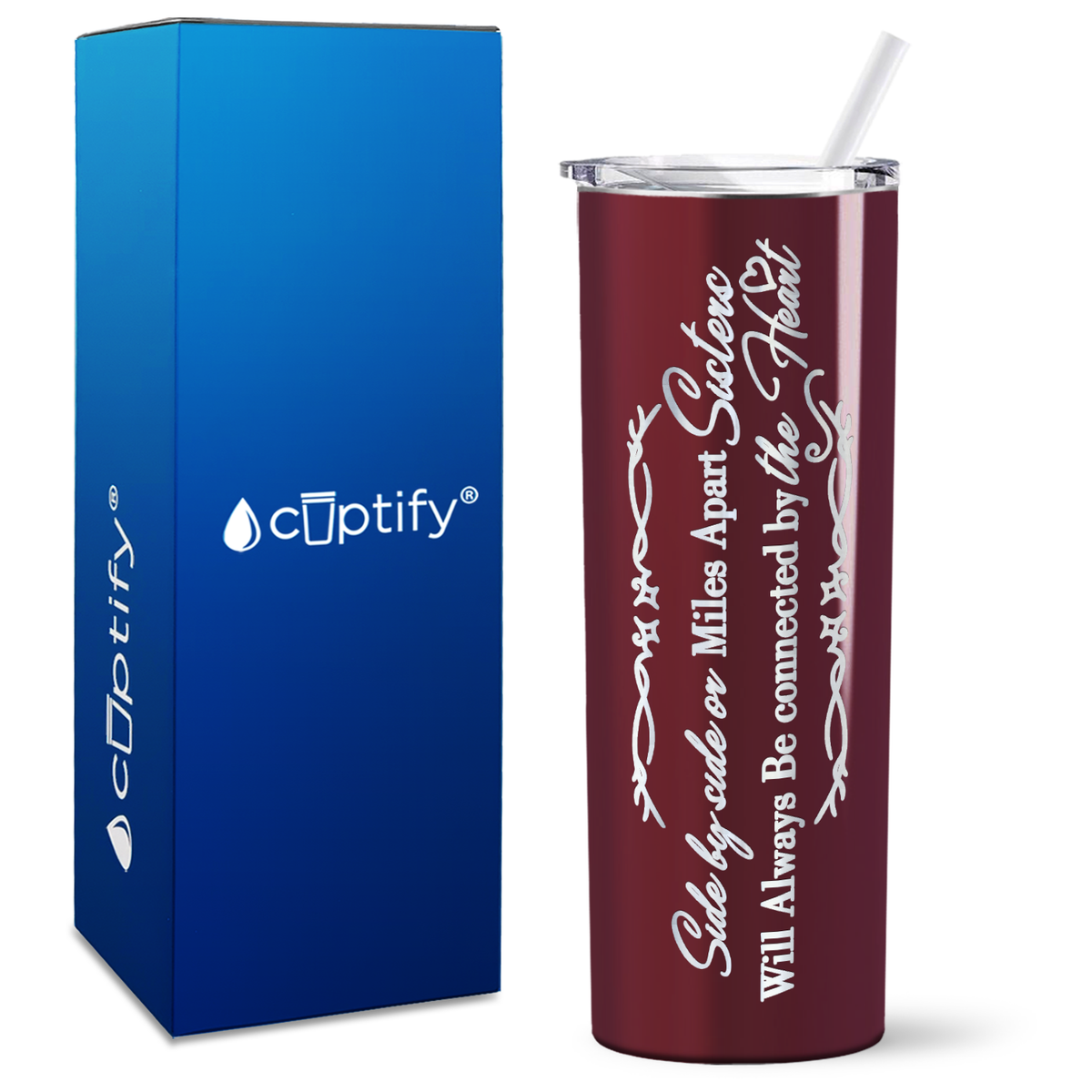 Side by Side or Miles Apart on 20oz Skinny Tumbler