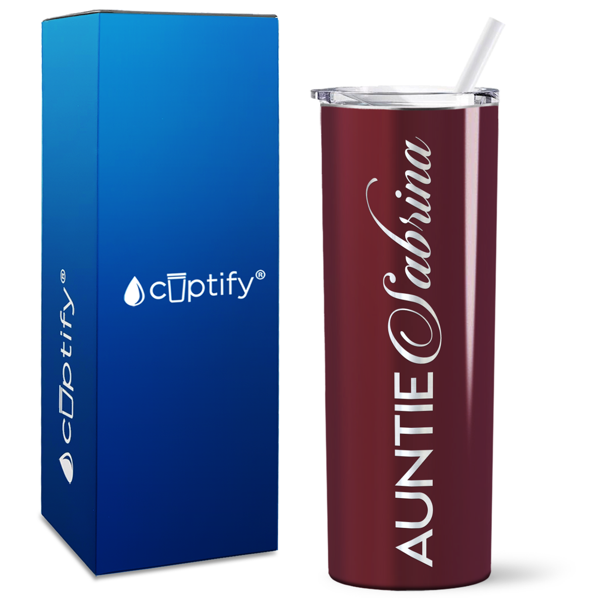Personalized Auntie 20oz Skinny Tumbler