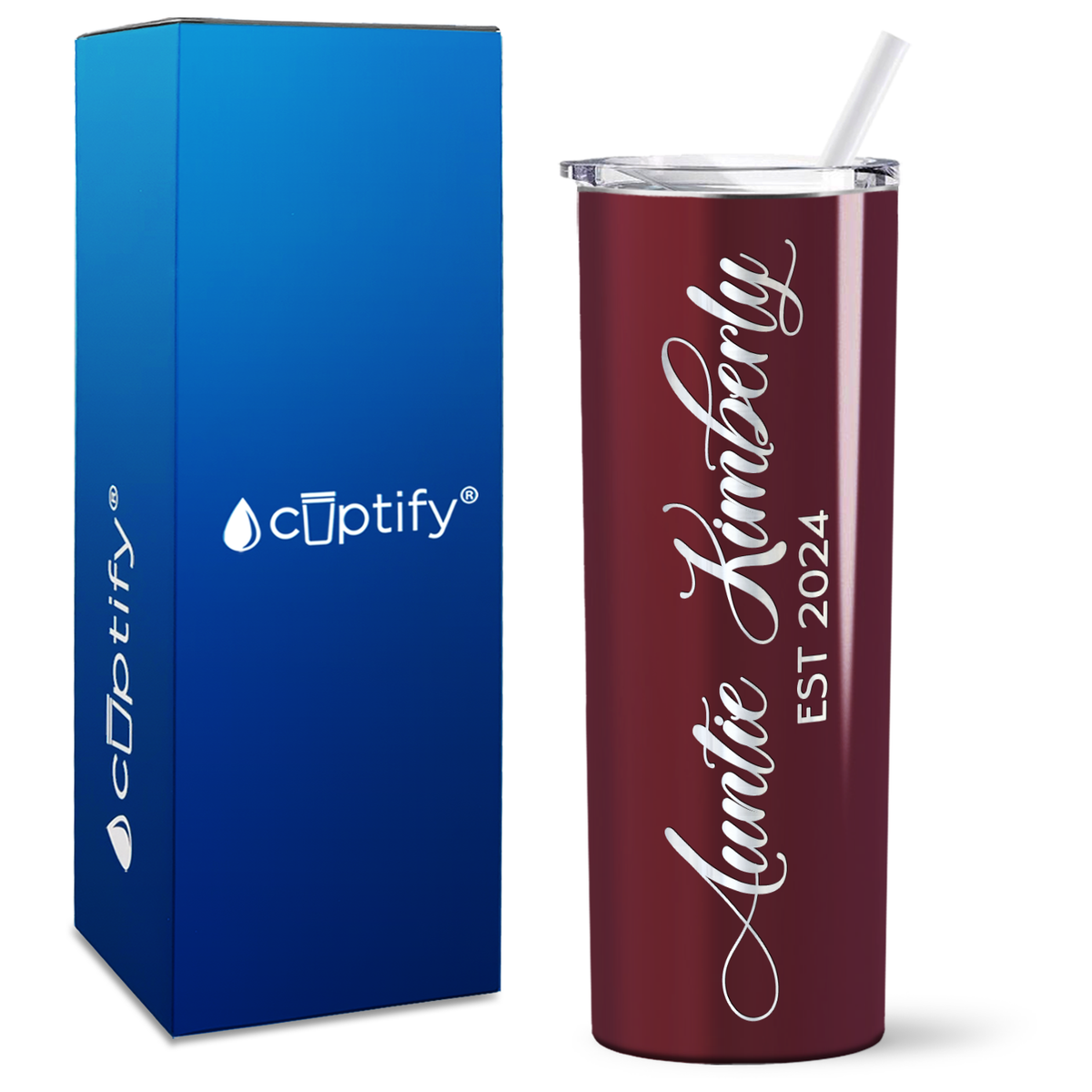 Personalized Auntie Established 20oz Skinny Tumbler