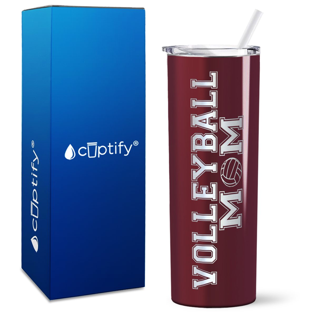 Volleyball Mom on 20oz Skinny Tumbler
