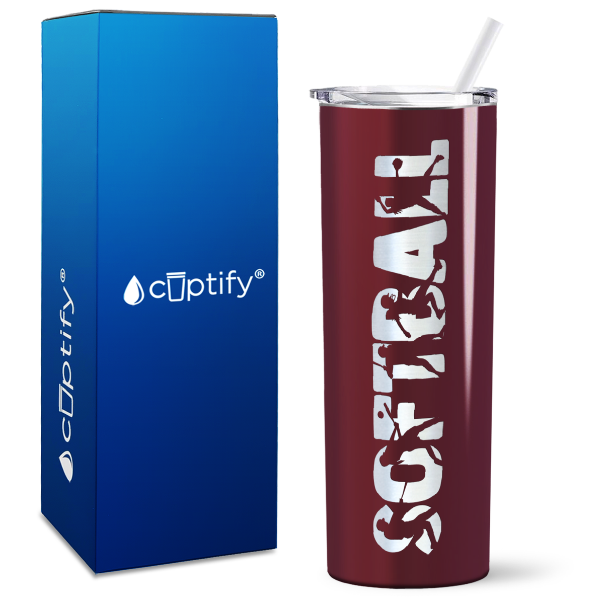 Softball Players on 20oz Skinny Tumbler