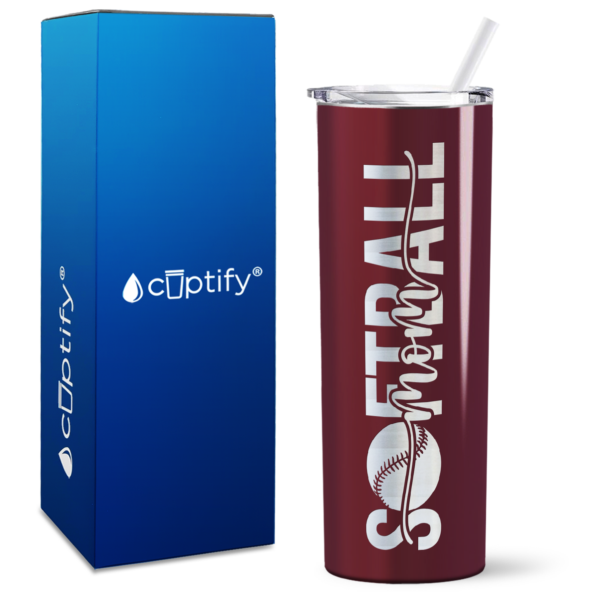 Softball Mom Swish on 20oz Skinny Tumbler