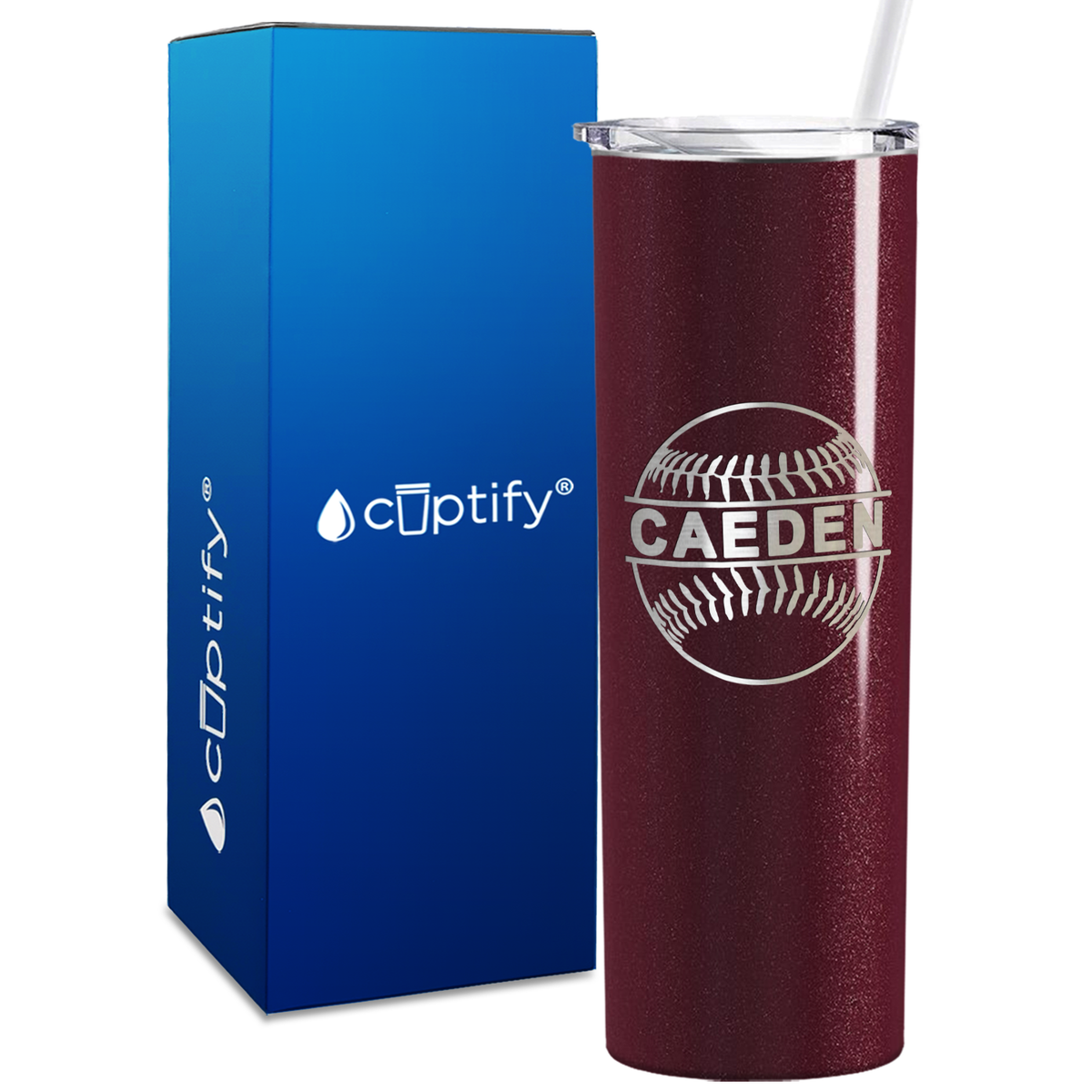 Blue Baseball Personalized Design 20oz Skinny Tumbler