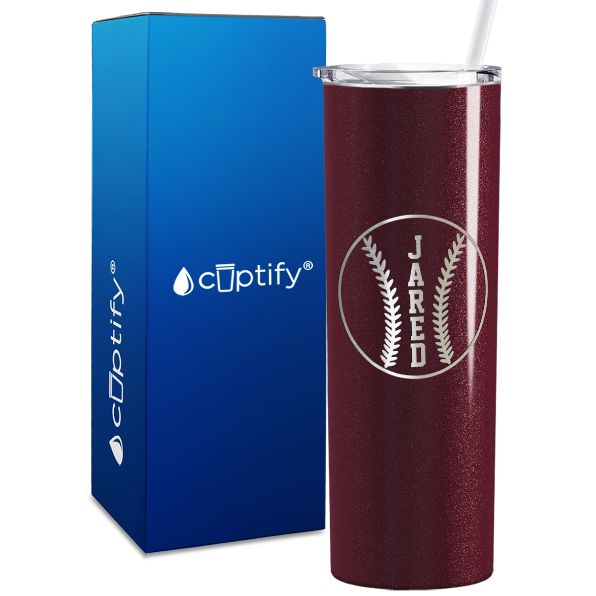 Red Baseball Personalized Design 20oz Skinny Tumbler