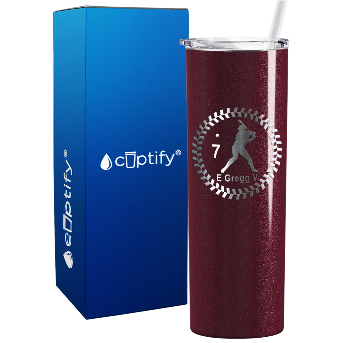 Baseball Player Personalized 20oz Skinny Tumbler