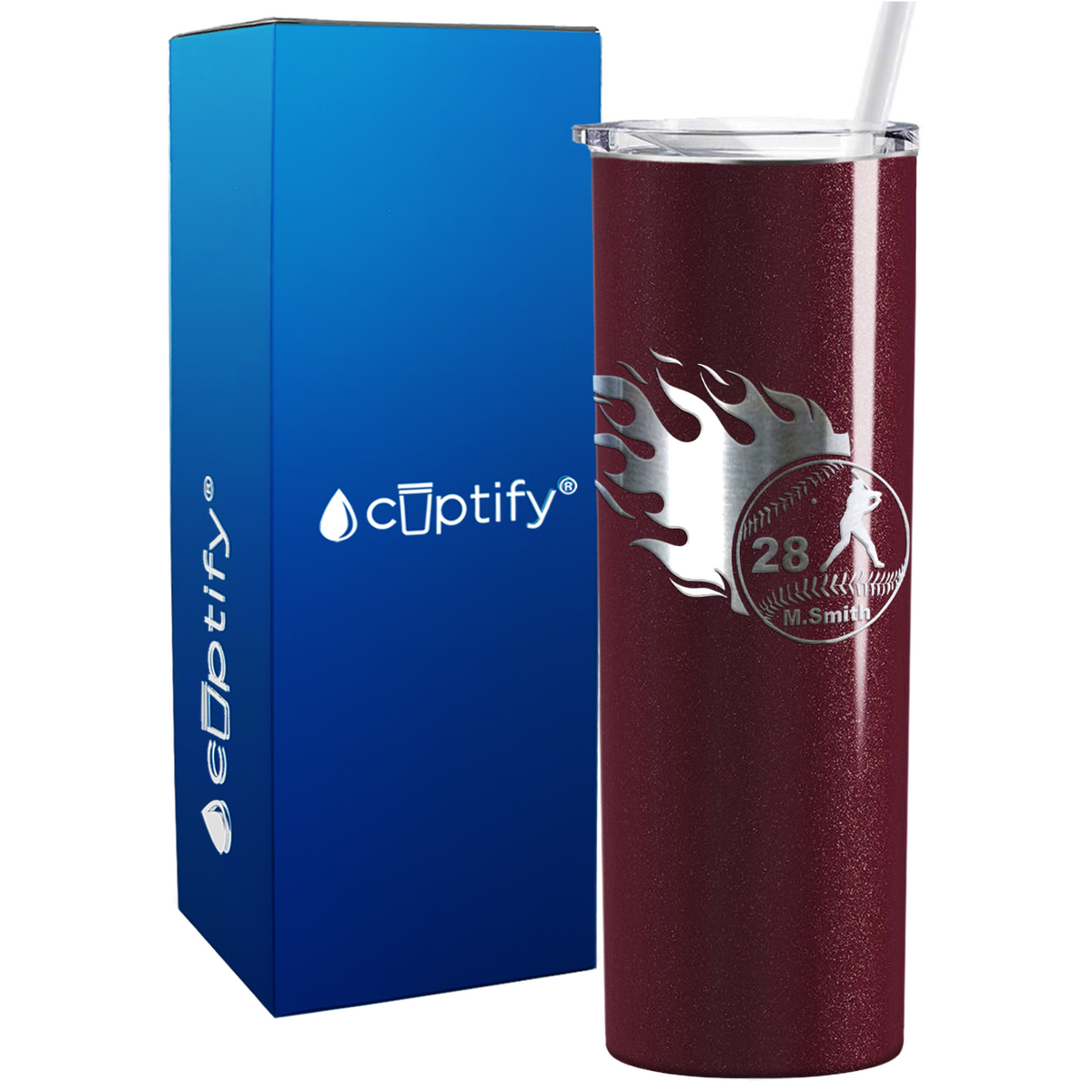 Baseball Personalized 20oz Skinny Tumbler