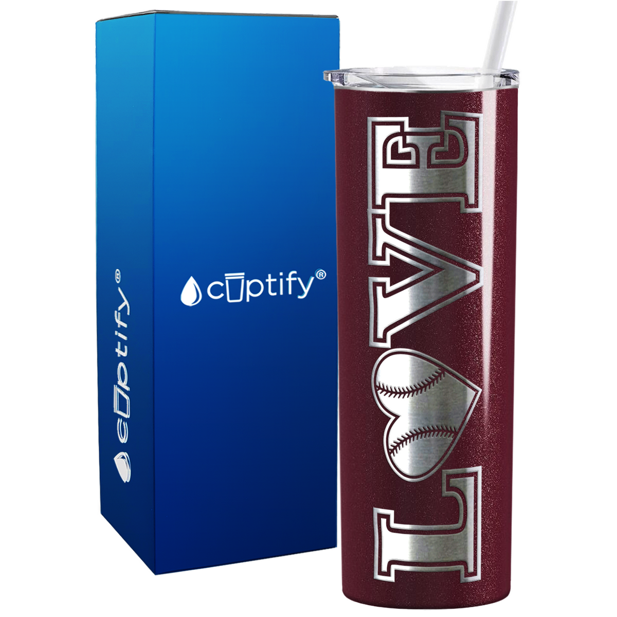 Baseball Heart Love 20oz Skinny Tumbler