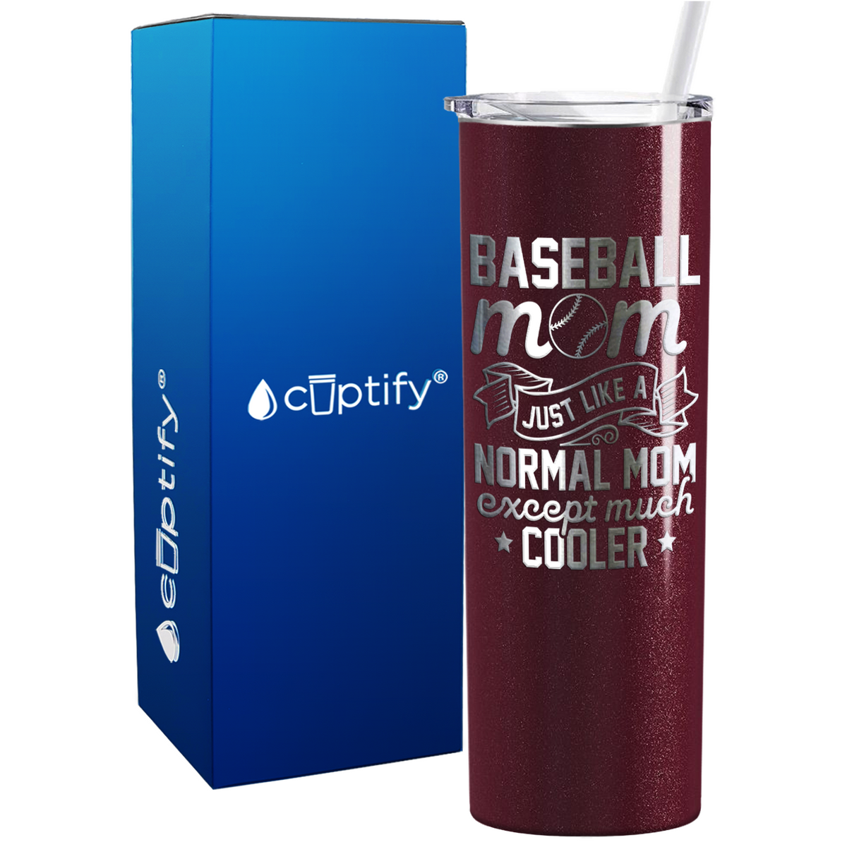 Baseball Mom Just Like a Normal Mom  on 20oz Skinny Stainless Steel Tumbler