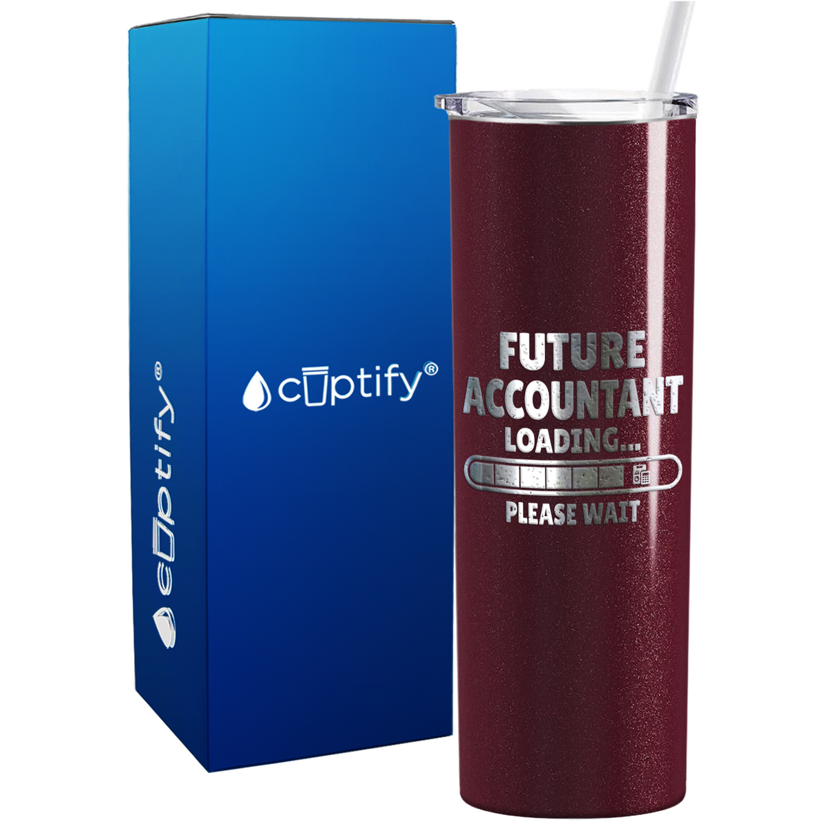 Future Accountant Loading on 20oz Skinny Stainless Steel Tumbler