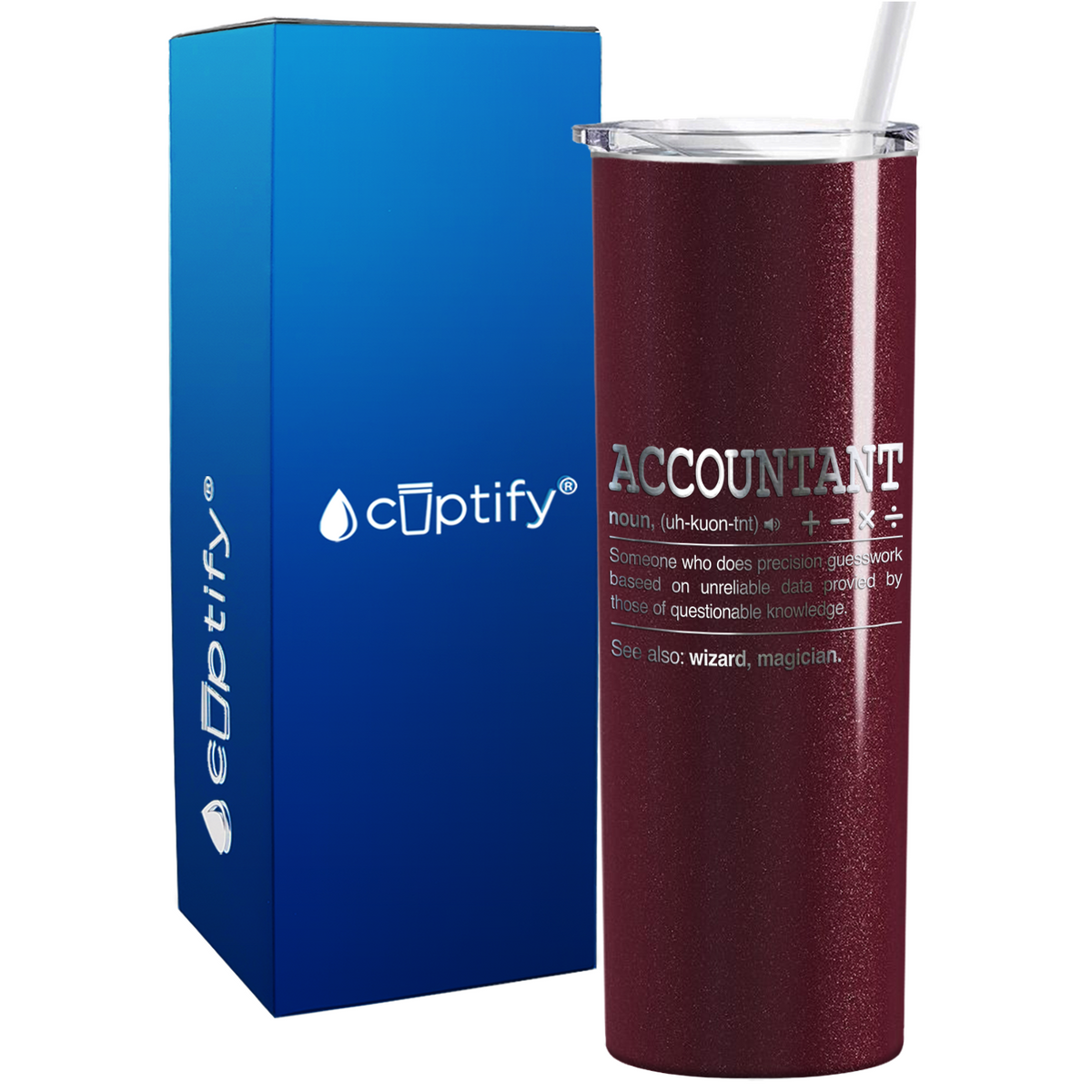 Accountant Noun Definition on 20oz Skinny Stainless Steel Tumbler